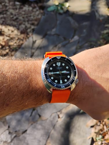 Customer photo review of Orange Nylon Watch Strap