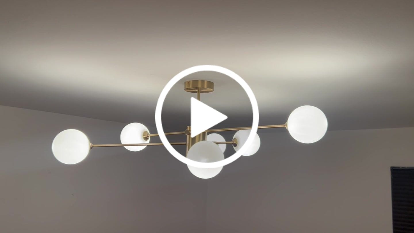 Customer video review of 6-Light Opal Glass Globe Linear Sputnik Semi Flush