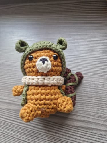 Customer photo review of Grun The Druid Bear Crochet Kit
