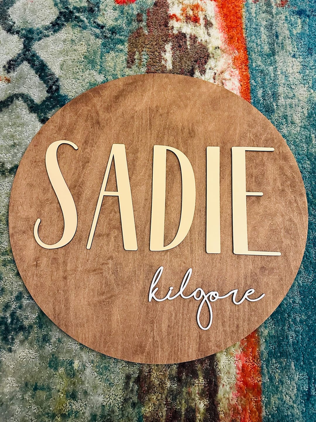 Customer photo review of Round Nursery Name Sign