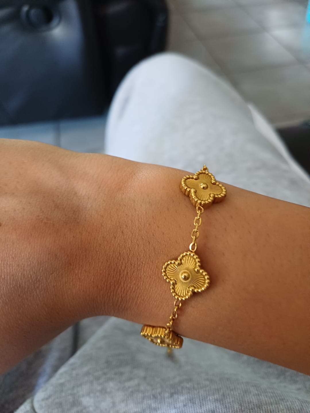 Customer photo review of FLOWER MULTI BRACELET | Tarnish Free | Gold Black/White Multi-Flower | Bracelet
