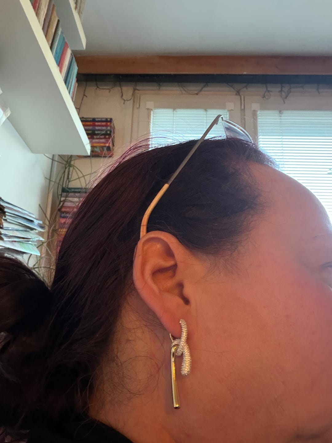 Customer photo review of Helena’s Halo Knotted Zircon Stud Earrings