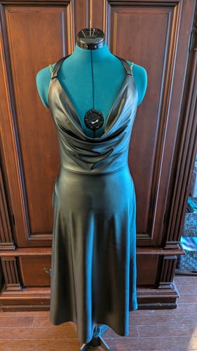 Customer photo review of Black 4 Way Stretch Faux Leather