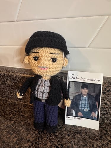 Customer photo review of Dolly® Personalized Crochet Doll with Photo Card