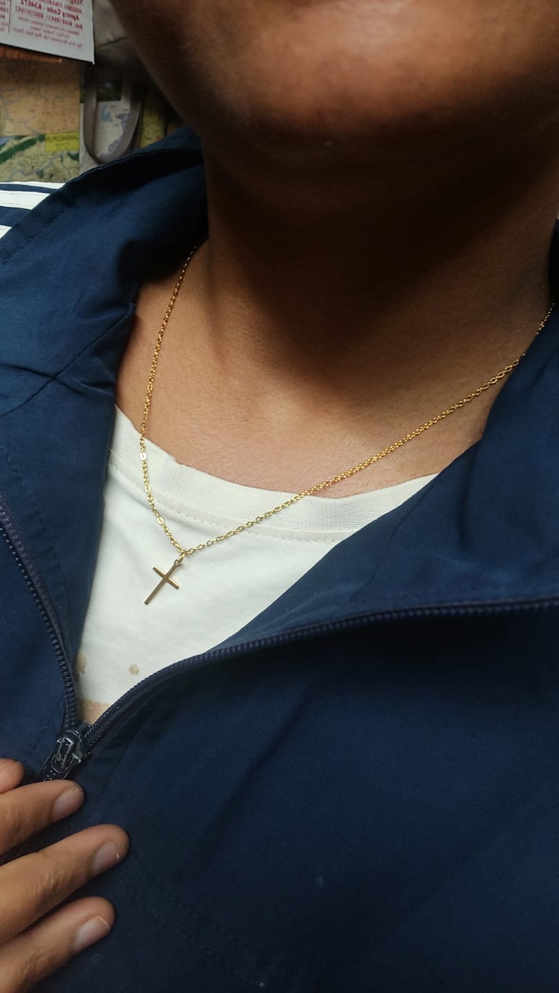 Customer photo review of Golden Cross Necklace