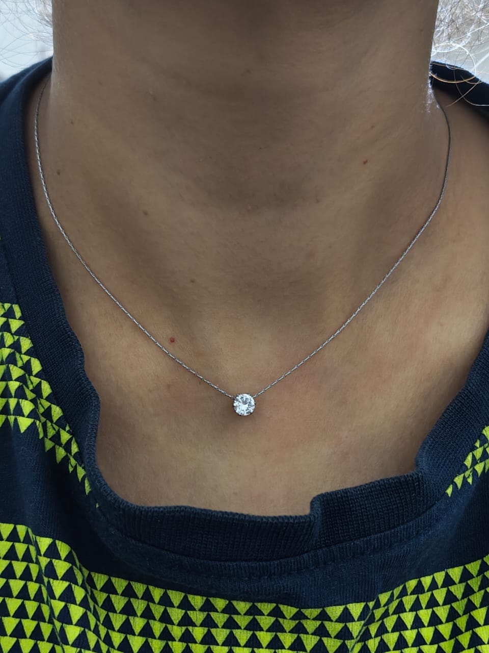 Customer photo review of Classic Solitaire Necklace