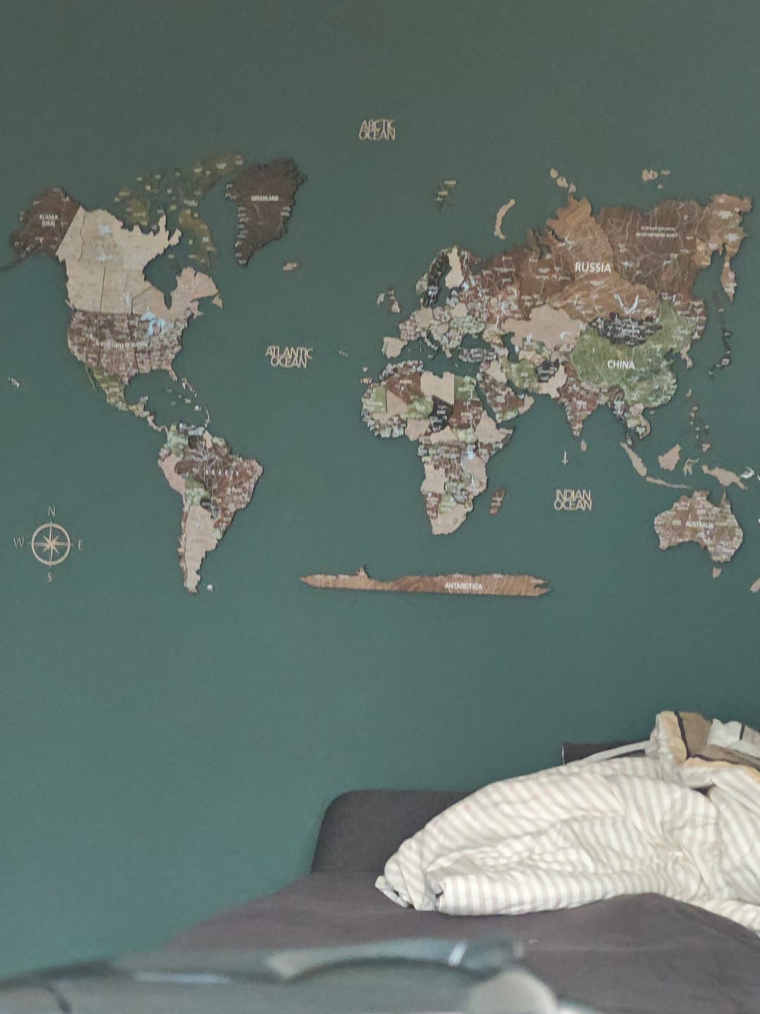 Customer photo review of 3D Wooden World Map Wall Decor -Rustic Style