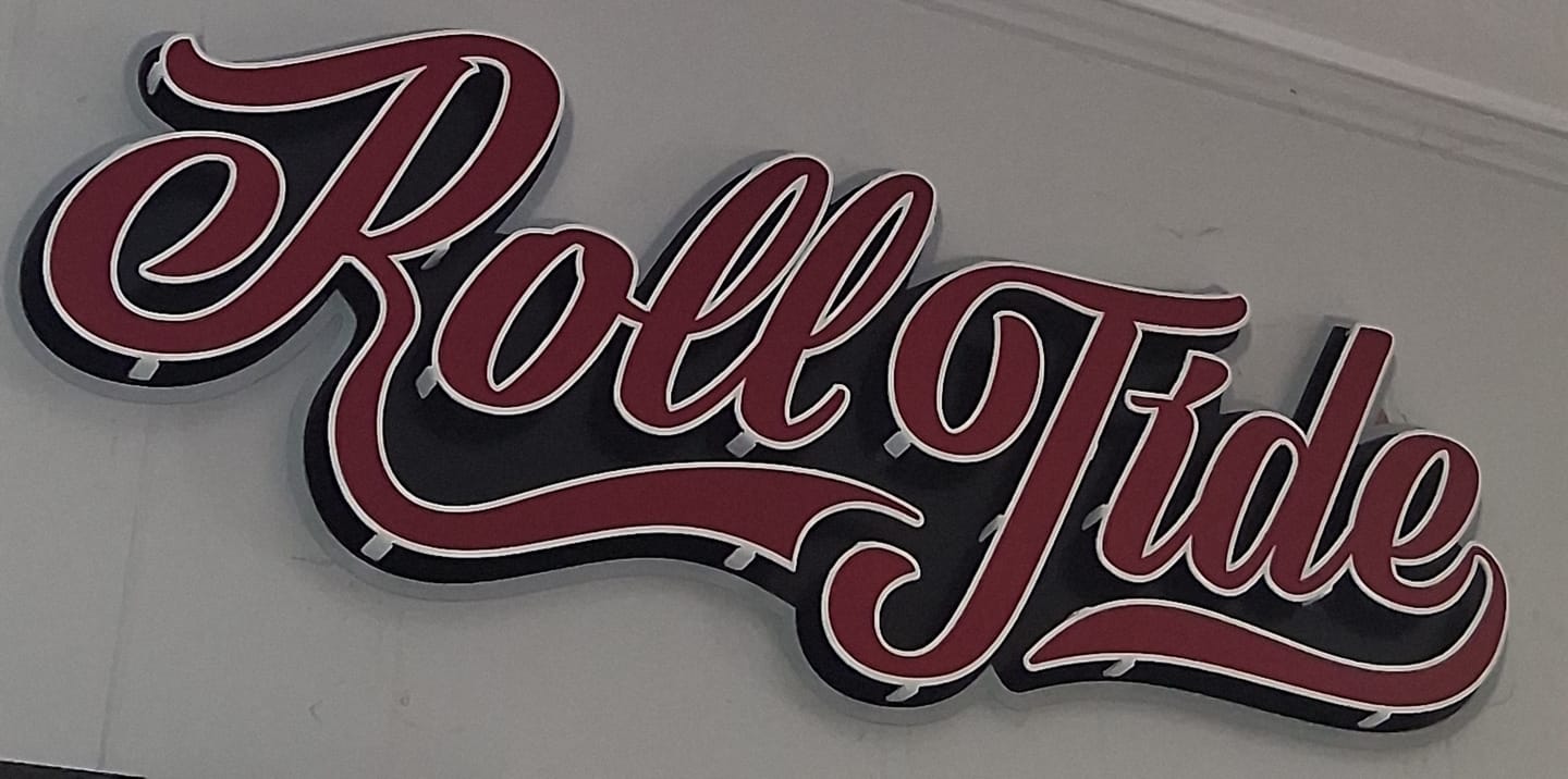 Customer photo review of Alabama Roll Tide Script 3D Metal Wall Art