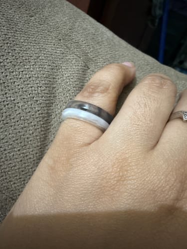 Customer photo review of Retro Felix Black and White Couple Ring
