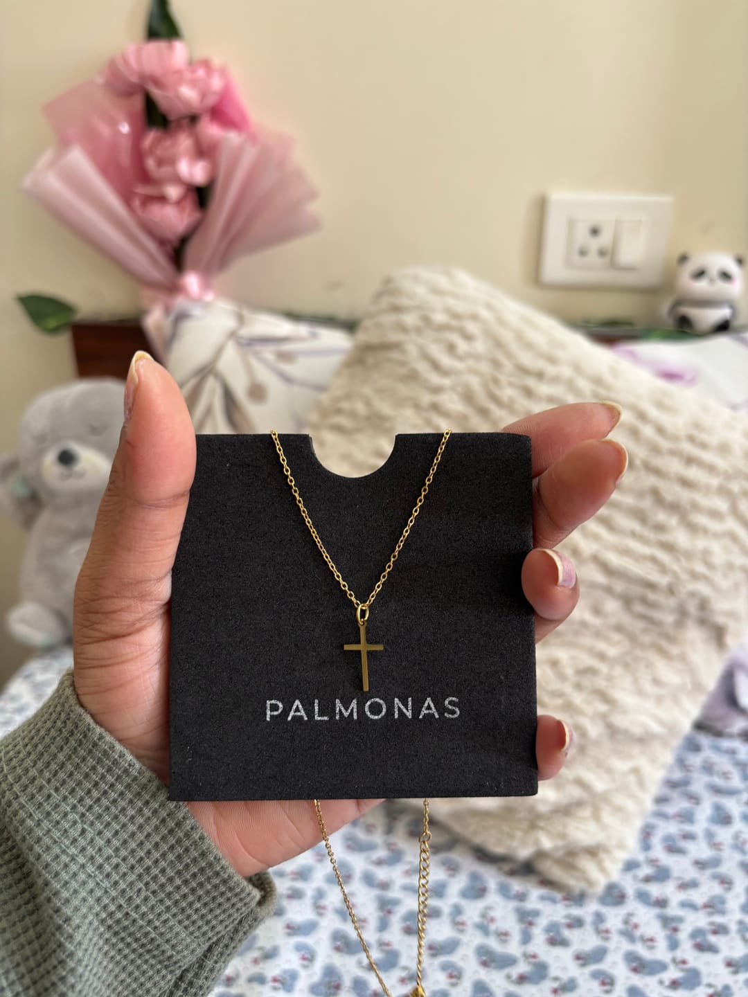 Customer photo review of Golden Cross Necklace