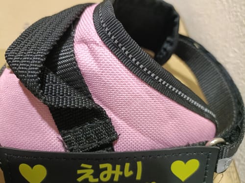 Customer photo review of ハーネス専用お名前タグ（２枚セット・マジックテープ式）
