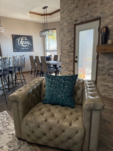 Customer photo review of Teal Shatter Pillow Cover