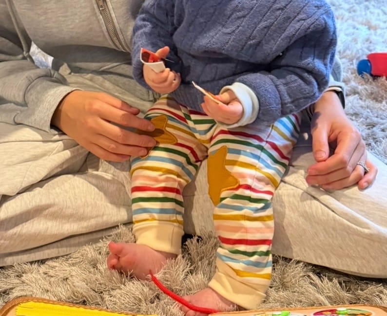 Customer photo review of Stars Knee Patch Striped Joggers