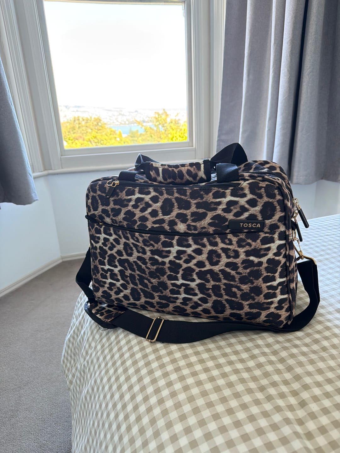 Customer photo review of Tosca So Lite Onboard Tote Carry On Bag Leopard
