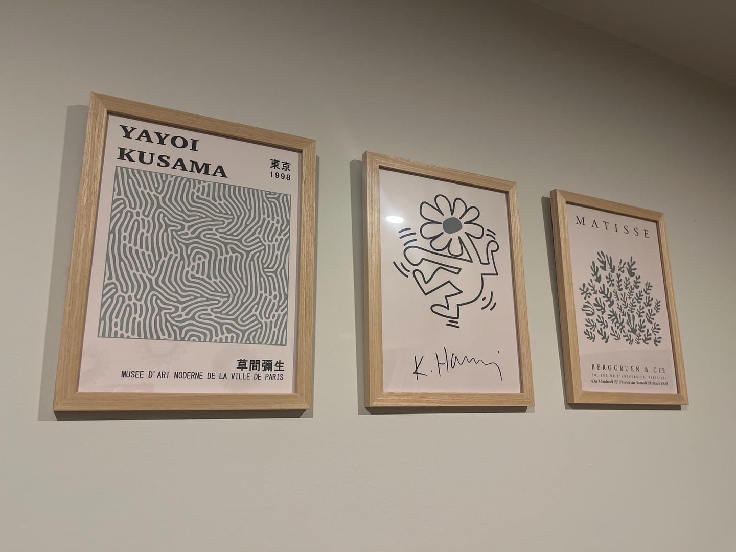Customer photo review of Yayoi Kusama & Matisse Cutouts. Green Sage Wall Art Set
