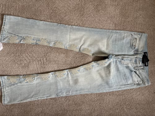 Customer photo review of Lost Shdws Studded Denim Pants Blue/Bone