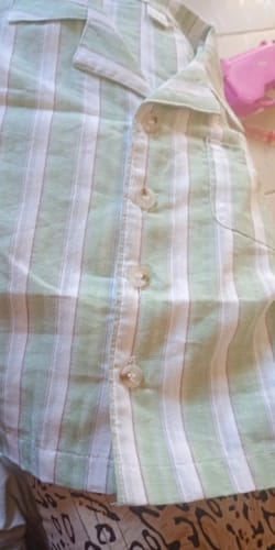 Customer photo review of Mint Striped Linen Set