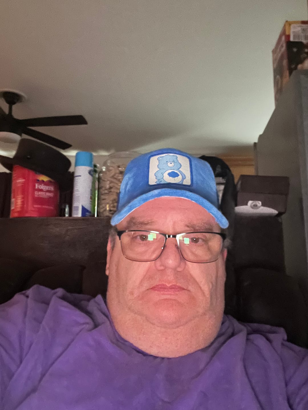 Customer photo review of OVERLORD X Care Bears:  Grumpy Bear Trucker Cap