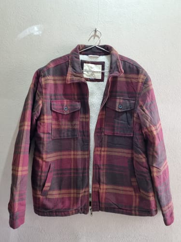 Customer photo review of MEN'S RED WINE CHECK SHACKETS