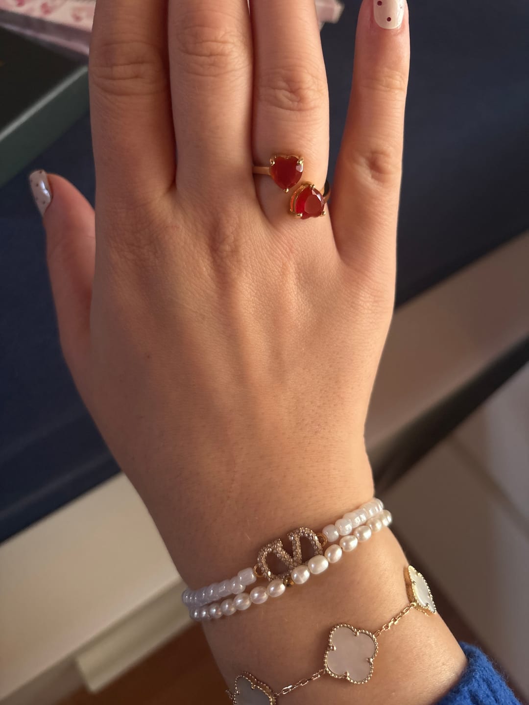 Customer photo review of Carnelian heart ring