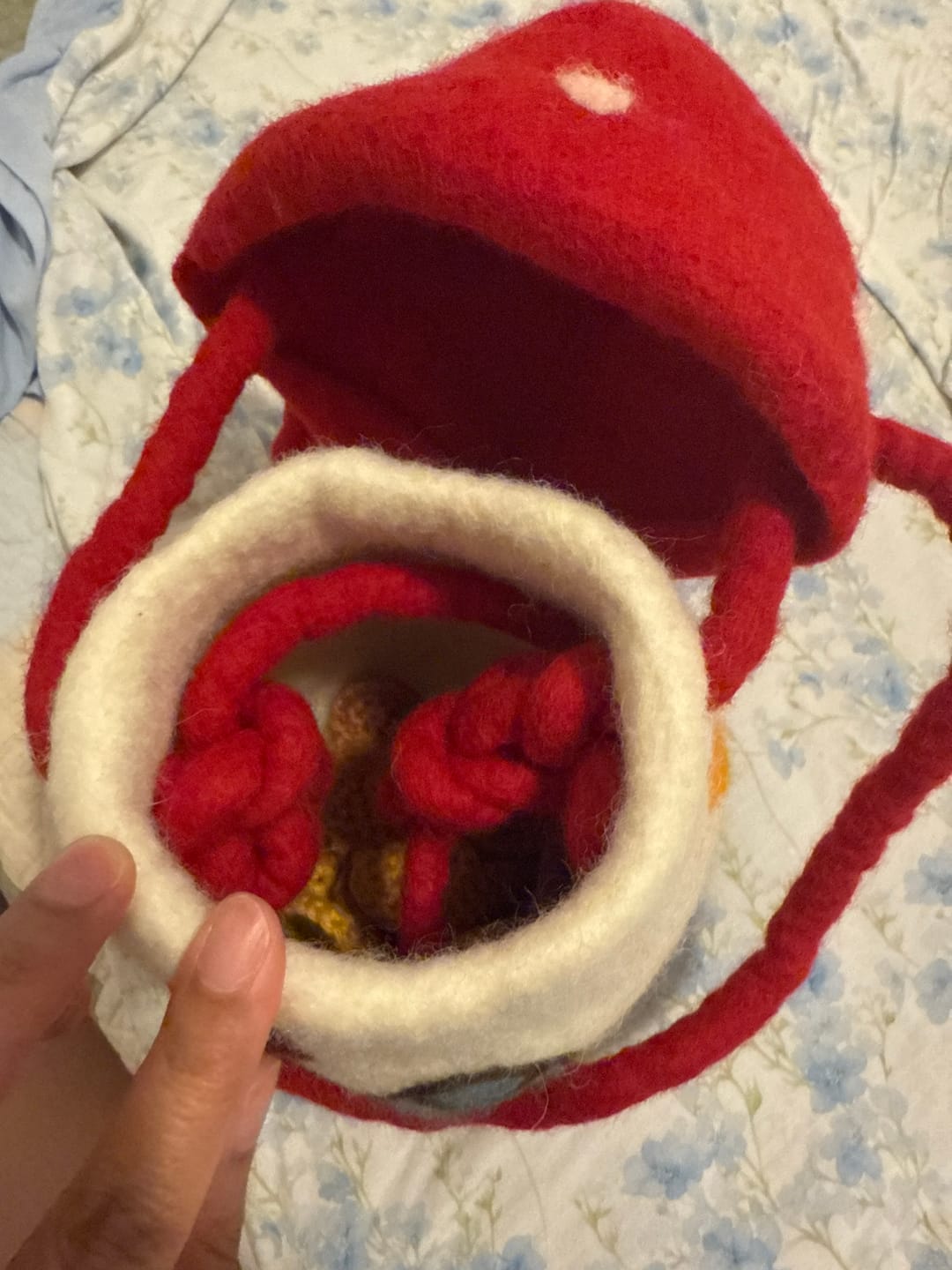 Customer photo review of Felt Mushroom Toadstool Bag