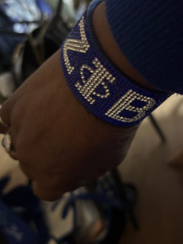 Customer photo review of ZPB Sorority Blue Rhinestone Magnetic Bracelet