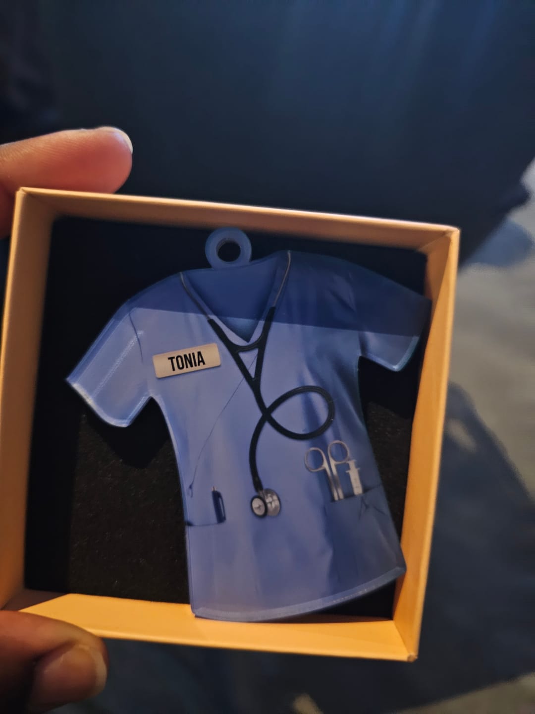 Customer photo review of Personalized Nurse Scrubs - Gift for Nurse Ornament