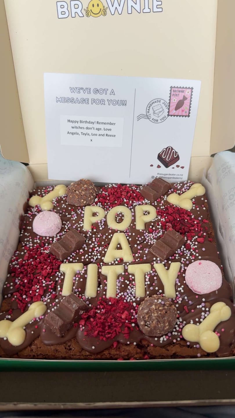 Customer photo review of Custom message dick brownie