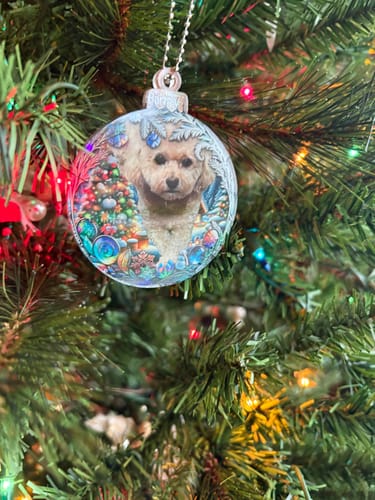 Customer photo review of Personalized Cat & Dog Christmas Ornaments With Photo Pets Make Our Lives Whole Home Holiday Decorations For Pet Lovers