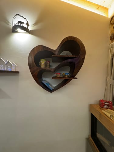 Customer photo review of Rustic Live Edge Bookshelf For Cozy Bedroom Appeal