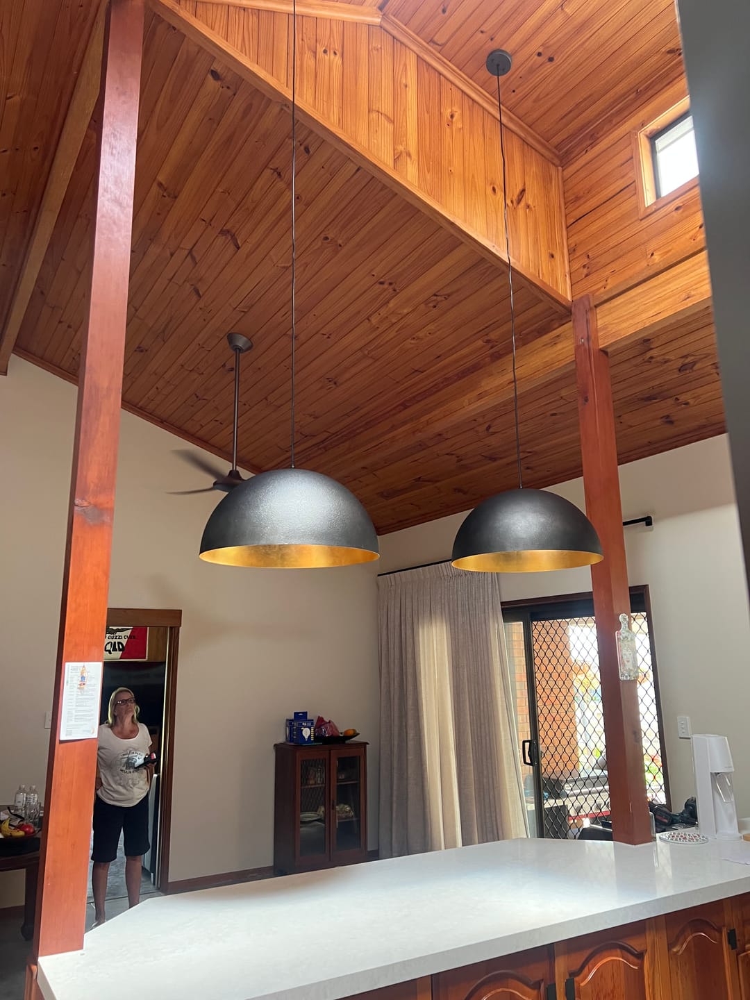 Customer photo review of 1-Light Industrial Oversized Metal Dome Pendant