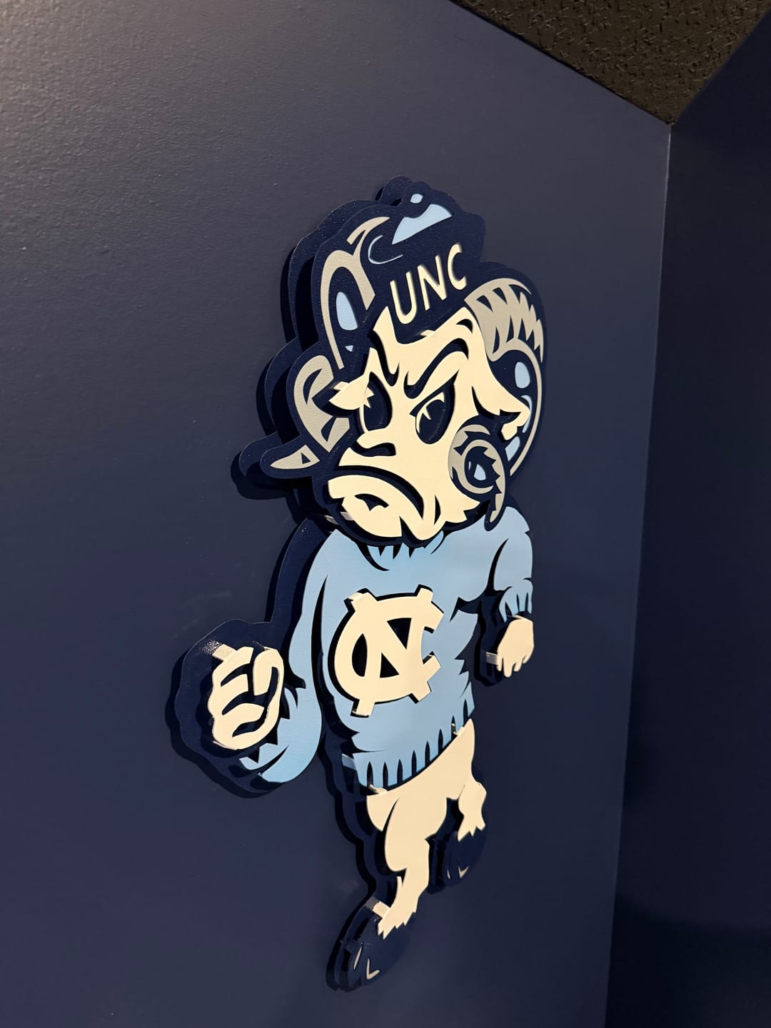 Customer photo review of North Carolina Tar Heels "Rameses" 3D Vintage Metal Wall Art