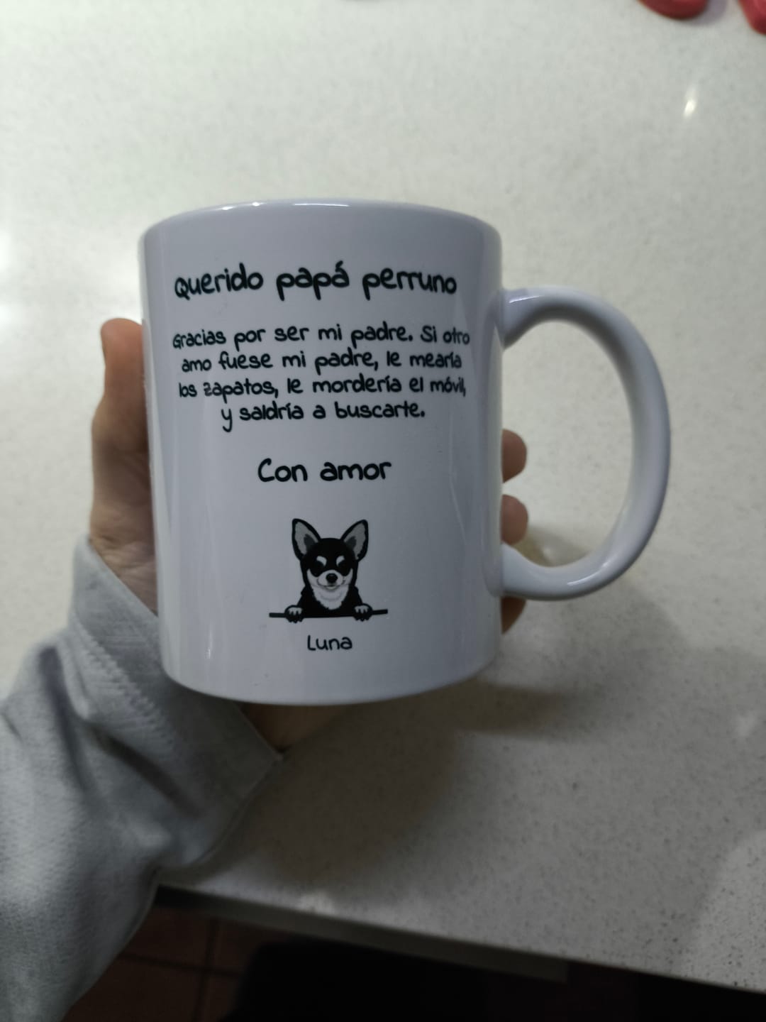 Customer photo review of Querido papá perruno - Taza personalizada