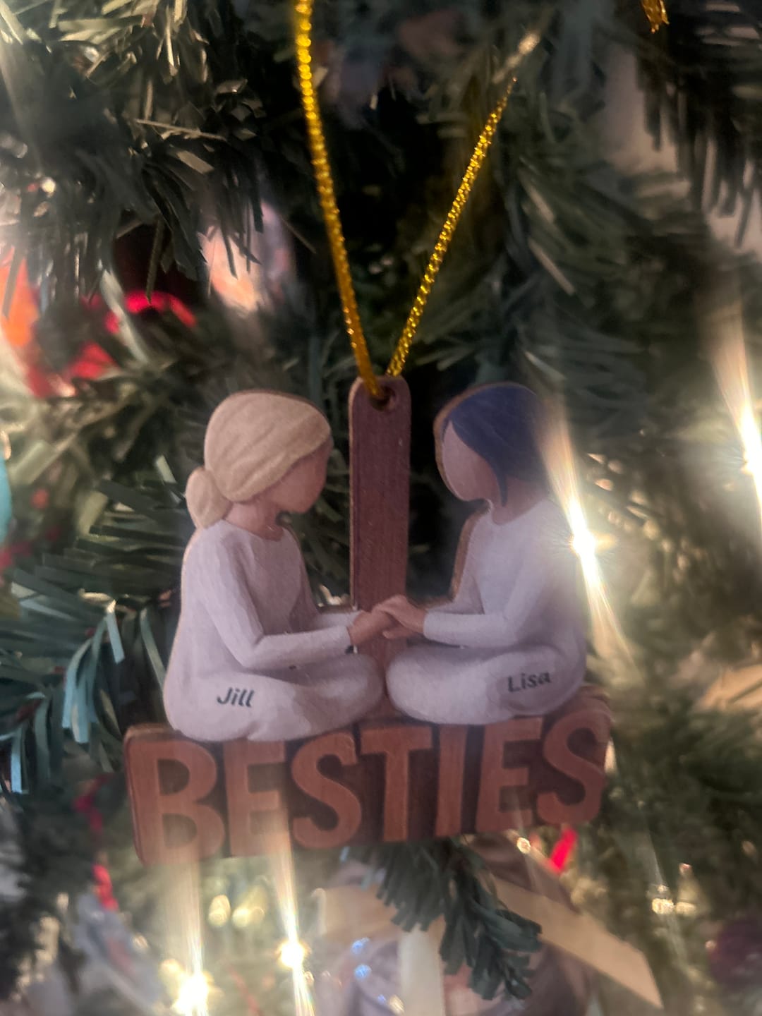 Customer photo review of Besties Forever Together - Personalized Wooden Ornament - Gift For Best Friends