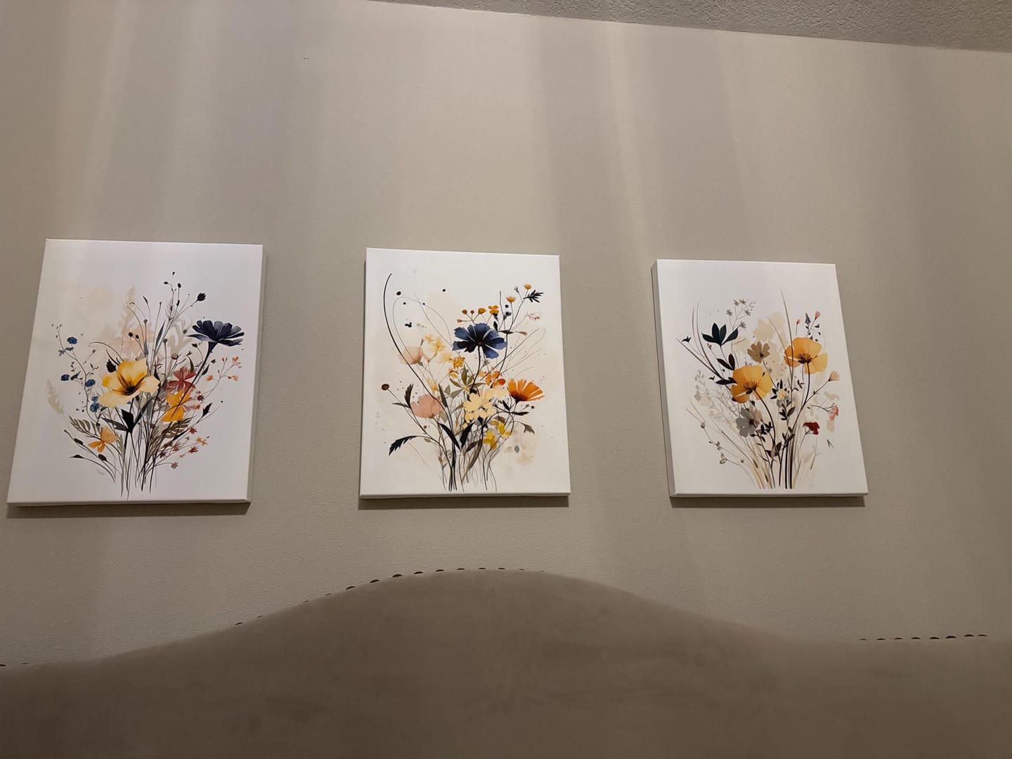 Customer photo review of Neutral Watercolor Wildflower Art Prints Set