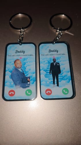 Customer photo review of The Call I Wish I Could Take Memorial Sympathy Gift Remembrance Keepsake Photo Personalized Acrylic Keychain