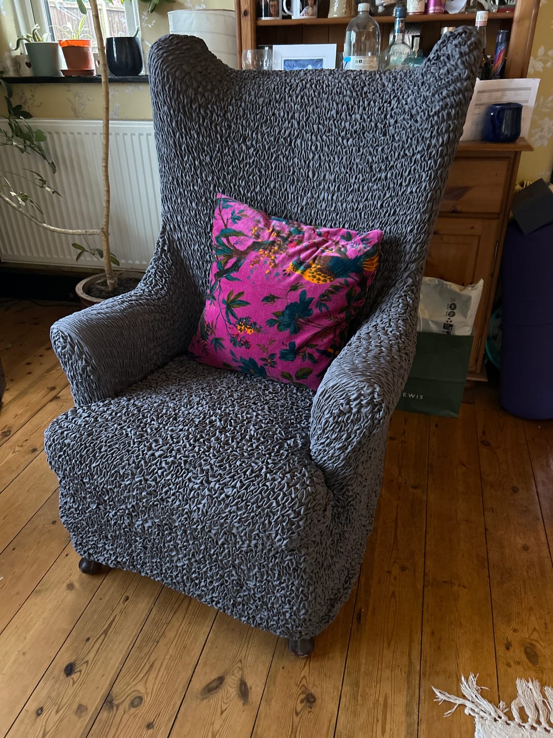 Customer photo review of Wing Chair Cover - Charcoal, Microfibra
