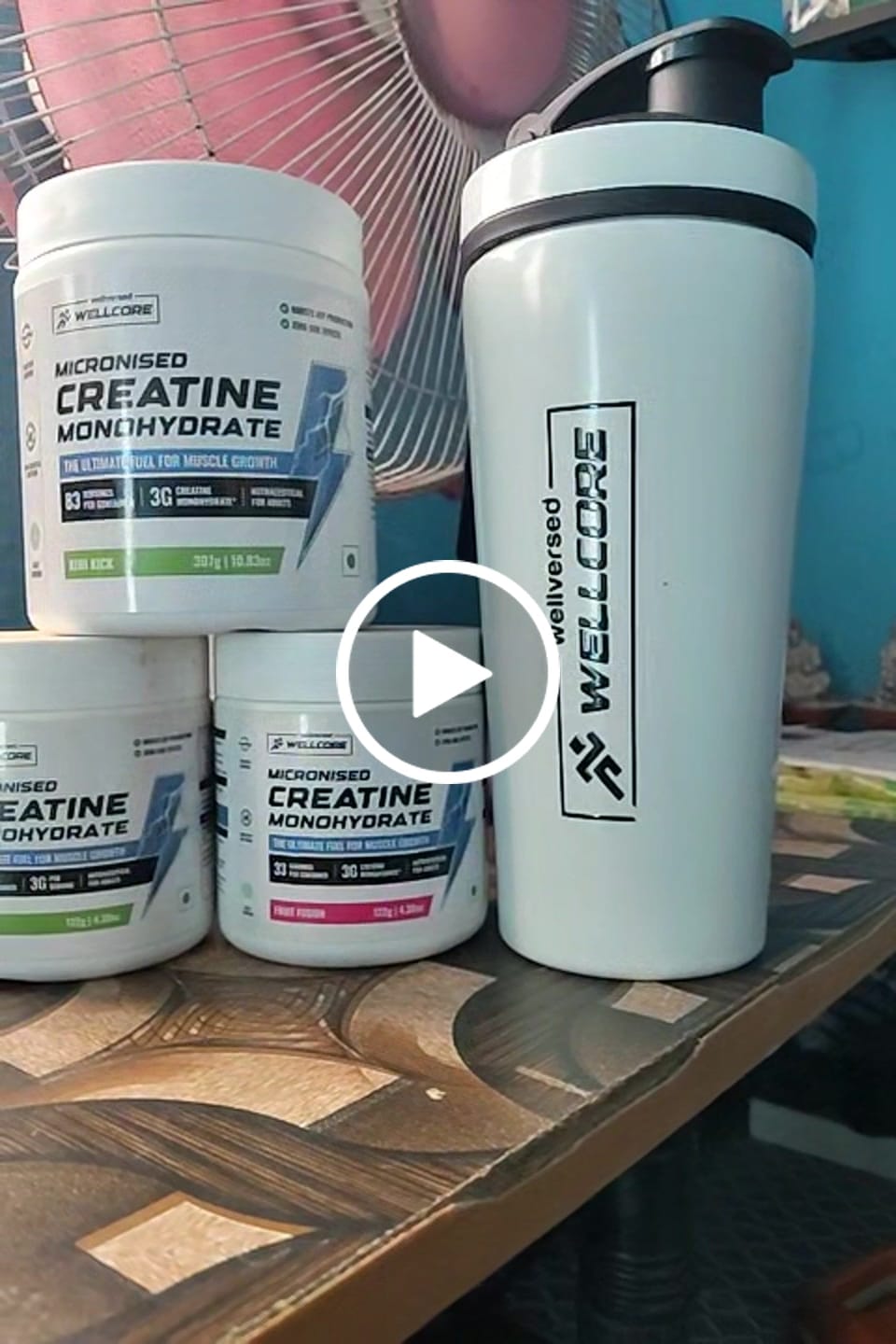 Customer video review of Wellcore - Micronised Creatine Monohydrate (83 Servings, Kiwi Kick) + Premium Steel Shaker