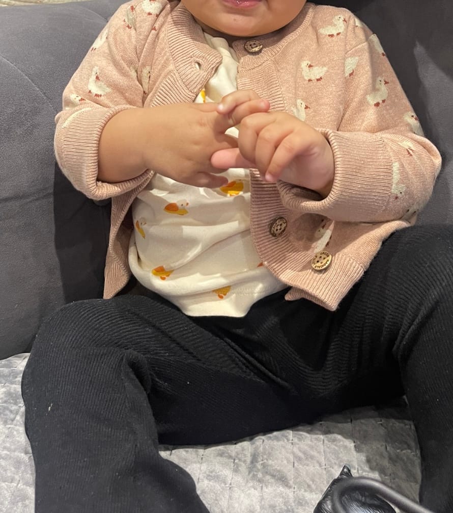 Customer photo review of Puddle Ducks Knitted Cardigan