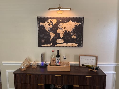 Customer photo review of Pinnable World Journey Map • Rustic Gold