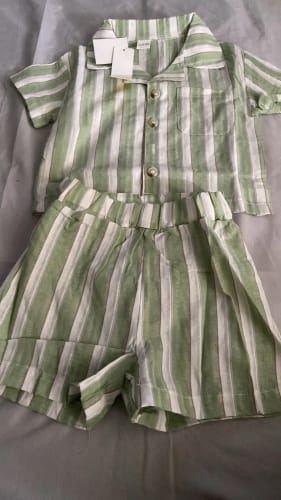 Customer photo review of Mint Striped Linen Set