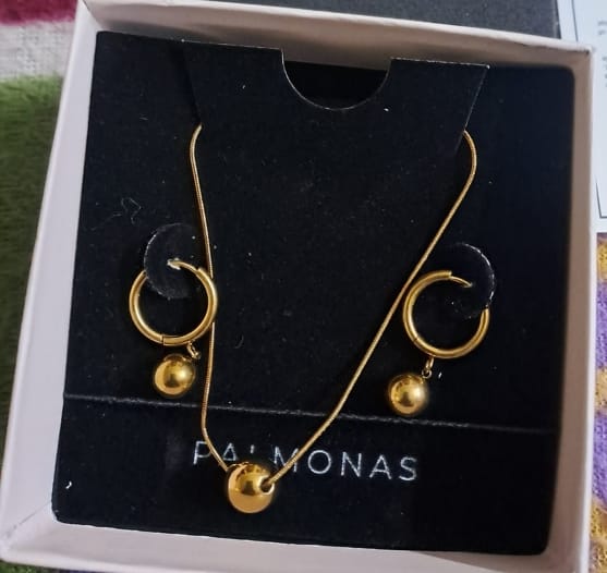 Customer photo review of Golden Orb Earrings