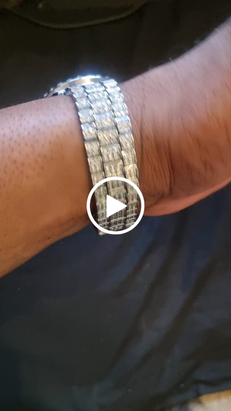Customer video review of Arabic Dial Diamond Simulant Watch - Silver