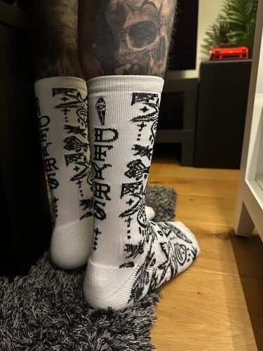 Customer photo review of Heartbreaker | Compression Shred Socks | White