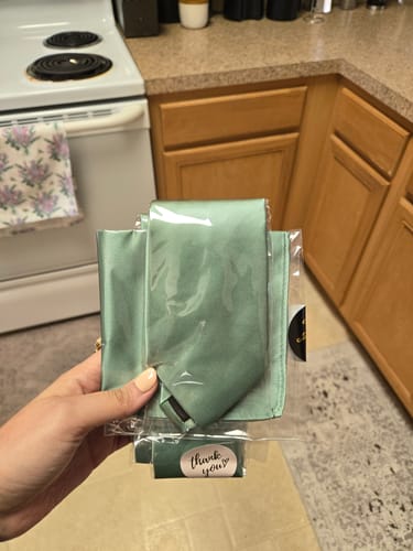 Customer photo review of Dusty Sage Necktie- in Satin
