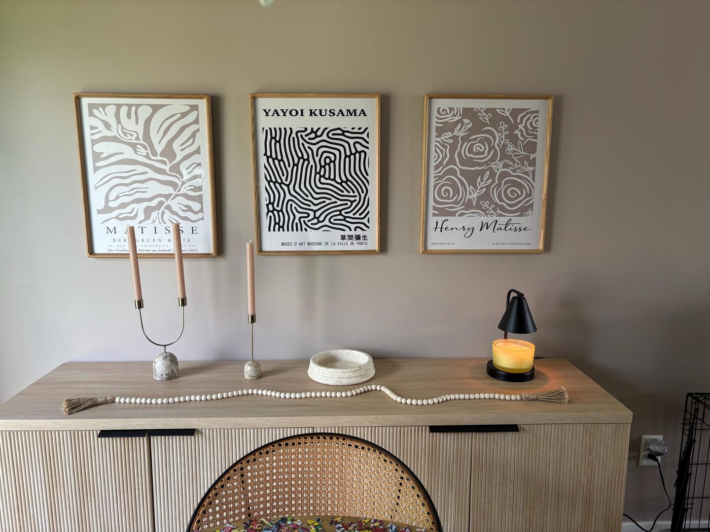 Customer photo review of Set of 3 Pastel Beige Prints. Henri Matisse and Yayoi Kusama