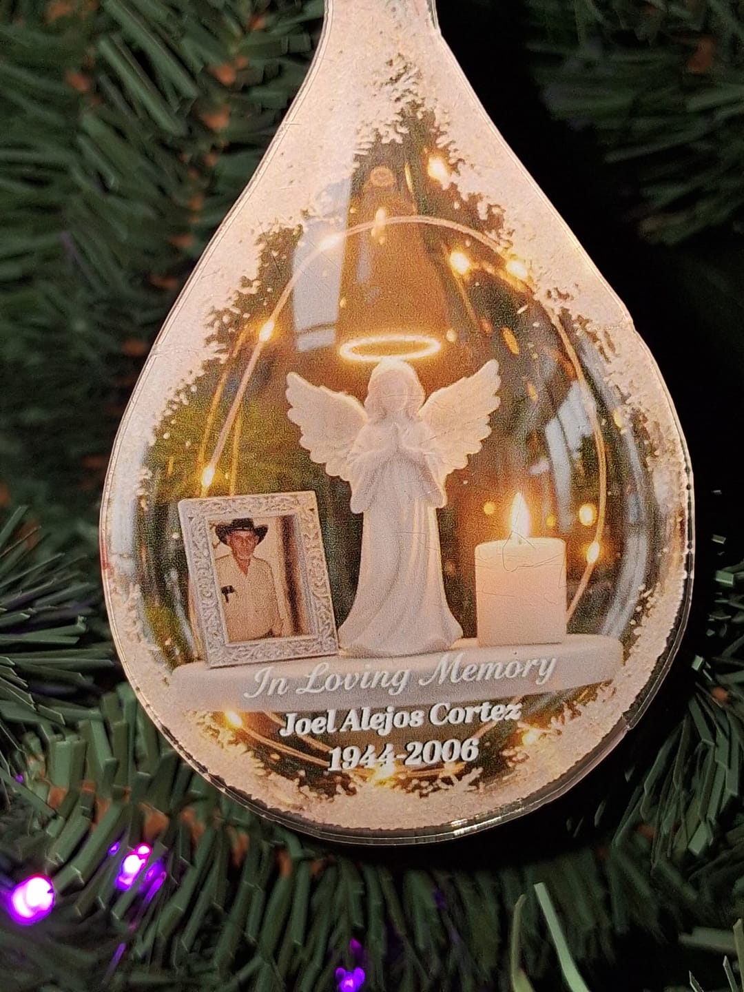 Customer photo review of Custom Photo Angel Candle - Personalized Christmas Acrylic Ornament