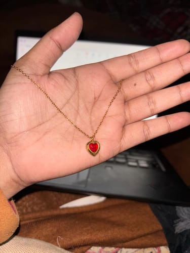 Customer photo review of Red Emerald Heart Pendant Necklace