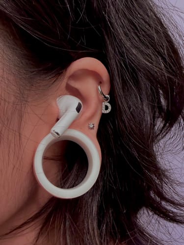 Customer photo review of My Huggies Hoop Earrings