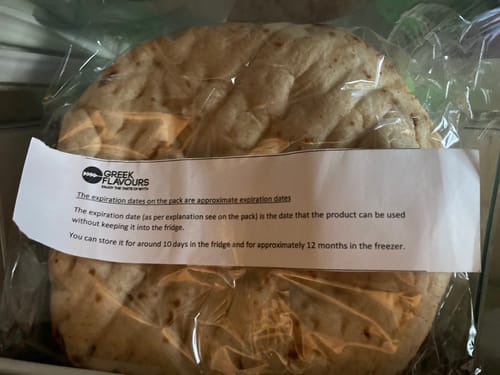 Customer photo review of Giant Traditional Greek Wheat Pita Bread 21 cm – Handmade & Vegan Friendly (6 pcs)